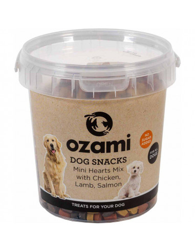 Ozami dog snacks mini hearts mix 500g